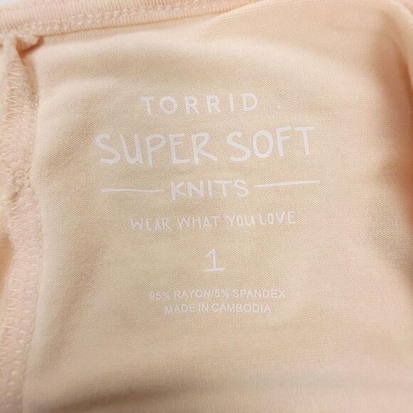 TORRID Super Soft Waterfall Cardigan Draped Open Front Sweater Sand Plus Size 1X - Picture 2 of 10